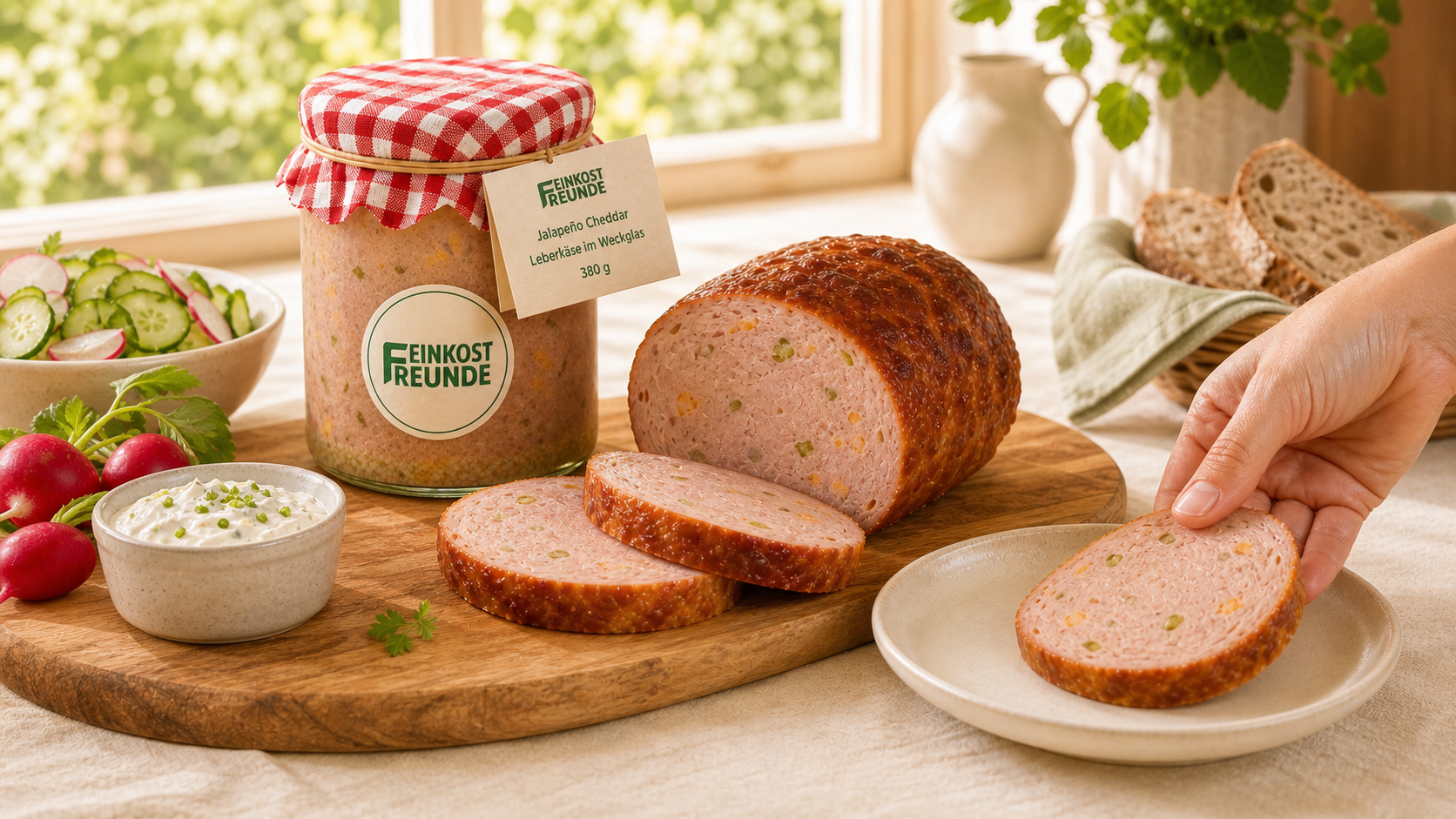 Servieridee für Jalapeño Cheddar Leberkäse